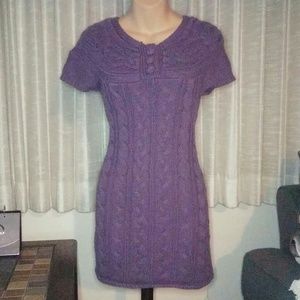 Short sleeve knitted sweater dress
